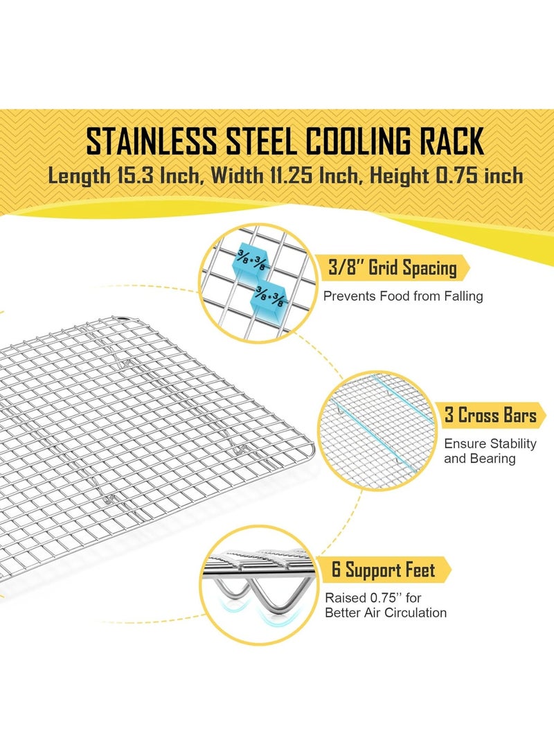 Joyfair 16 Inch Baking Pan with Rack Set, Stainless Steel Oven Sheet Pan Tray with Cooling Rack, For Cookies, Bacons, Meat, Non-toxic & Heavy Duty, Rust-free & Dishwasher Safe - 1 Pan & 1 Rack - Image 5